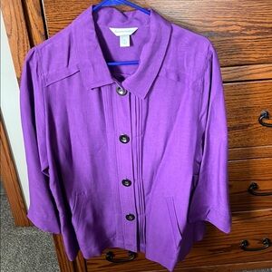Purple Button-Up linen blend Jacket